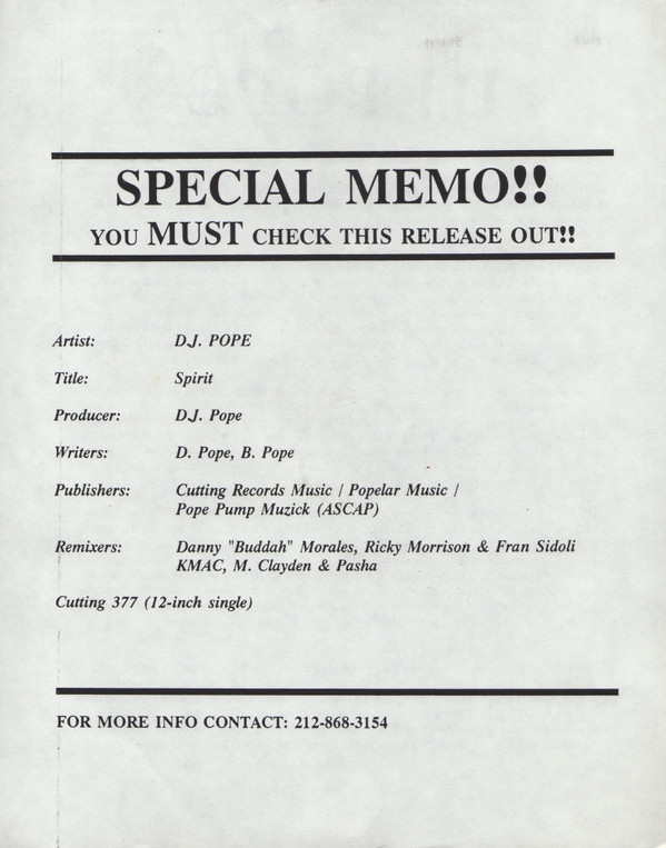 DJ Pope - Spirit | Cutting Records (CR-377-DJ) - 2