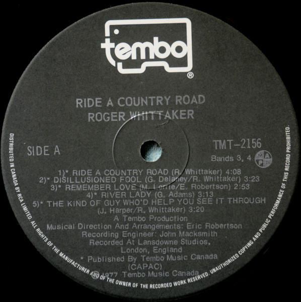 Roger Whittaker - Ride A Country Road | tembo (TMT-2156) - 3 Roger Whittaker - Ride A Country Road | tembo (TMT-2156) - 3