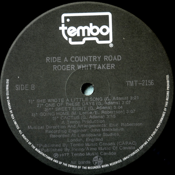 Roger Whittaker - Ride A Country Road | tembo (TMT-2156) - 4 Roger Whittaker - Ride A Country Road | tembo (TMT-2156) - 4
