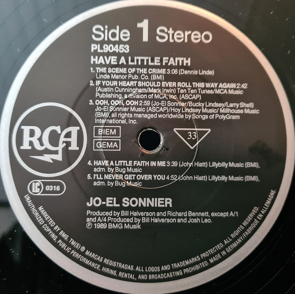 Jo-El Sonnier - Have A Little Faith | RCA (PL90453) - 3 Jo-El Sonnier - Have A Little Faith | RCA (PL90453) - 3
