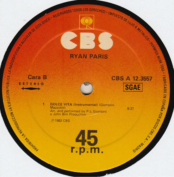 Ryan Paris - Dolce Vita | CBS (CBS A 12.3557) - 4