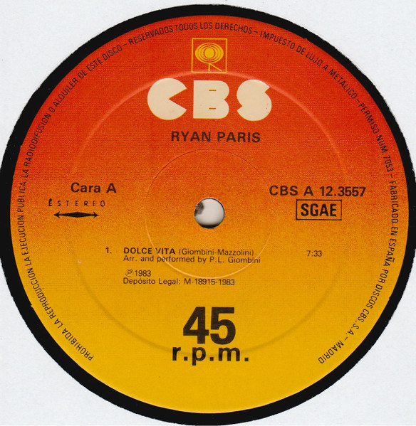 Ryan Paris - Dolce Vita | CBS (CBS A 12.3557) - 3