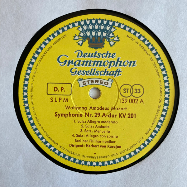 Wolfgang Amadeus Mozart • Herbert Von Karajan / Berliner Philharmoniker - Symphonien Nr.29 KV 201 • Nr.33 KV 319 | Deutsche Grammophon (139 002 SLPM) - 3