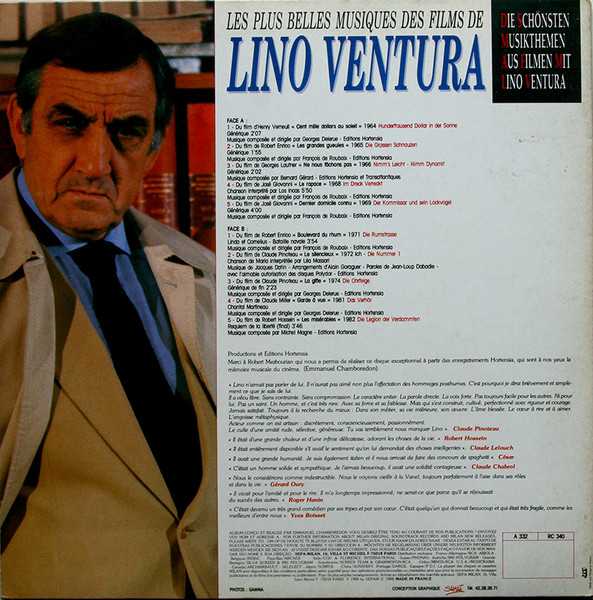 Various - Les Plus Belles Musiques Des Films De Lino Ventura | Milan (A 332) - 4