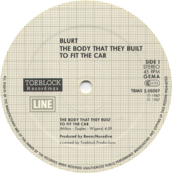 Blurt - The Body That They Built To Fit The Car | Toeblock (TBMS 2.00007 E) - 3