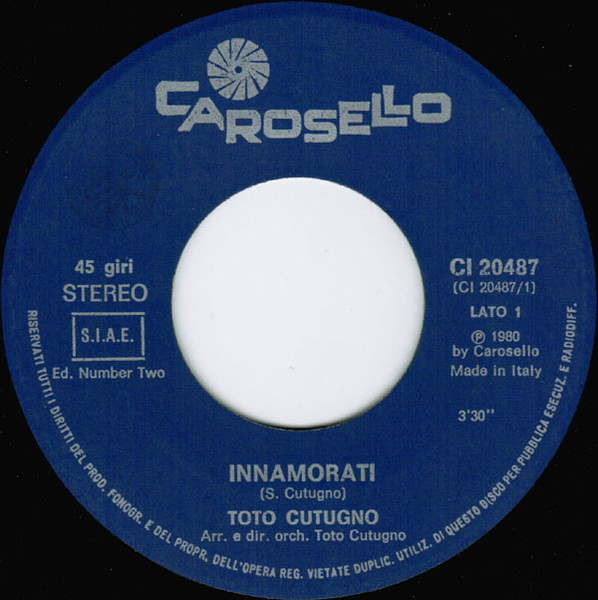 Toto Cutugno - Innamorati | Carosello (CI 20487) - 3