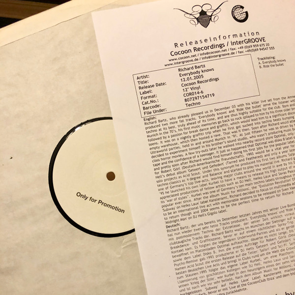 Richard Bartz - Everybody Knows | Cocoon Recordings (COR12"014) - main Richard Bartz - Everybody Knows | Cocoon Recordings (COR12"014) - main