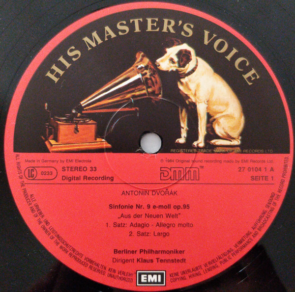 Antonín Dvořák , Berliner Philharmoniker , Klaus Tennstedt - Symphony No. 9 In E Minor, Op. 95 "From The New World" | His Master's Voice Digital (27 0104-1) - 3 Antonín Dvořák , Berliner Philharmoniker , Klaus Tennstedt - Symphony No. 9 In E Minor, Op. 95 "From The New World" | His Master's Voice Digital (27 0104-1) - 3
