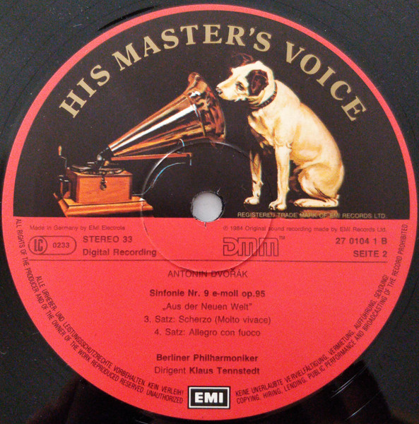 Antonín Dvořák , Berliner Philharmoniker , Klaus Tennstedt - Symphony No. 9 In E Minor, Op. 95 "From The New World" | His Master's Voice Digital (27 0104-1) - 4 Antonín Dvořák , Berliner Philharmoniker , Klaus Tennstedt - Symphony No. 9 In E Minor, Op. 95 "From The New World" | His Master's Voice Digital (27 0104-1) - 4