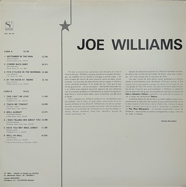 Joe Williams - Joe Williams | SOVISA (SLP . 30. 161) - 2 Joe Williams - Joe Williams | SOVISA (SLP . 30. 161) - 2