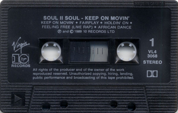 Soul II Soul - Keep On Movin' [Cassette] | Virgin (VL4 3068) - 3