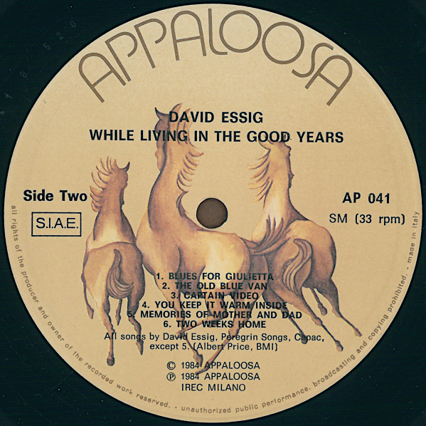 David Essig - While Living In The Good Years | Appaloosa (AP 041) - 4 David Essig - While Living In The Good Years | Appaloosa (AP 041) - 4