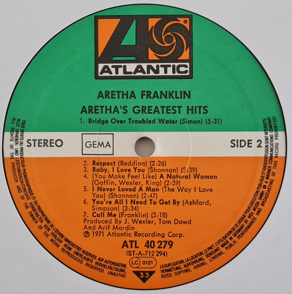 Aretha Franklin - Aretha's Greatest Hits | Atlantic (K40279 X) - 2 Aretha Franklin - Aretha's Greatest Hits | Atlantic (K40279 X) - 2