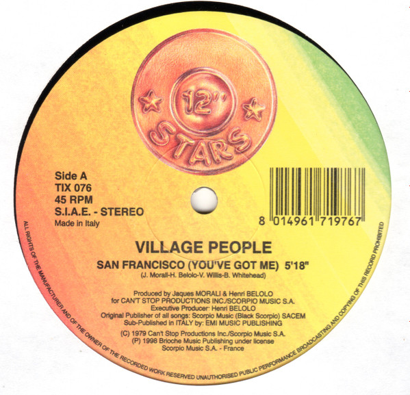 Village People - San Francisco (You've Got Me) | 12 Inch Stars (TIX 076) - 2