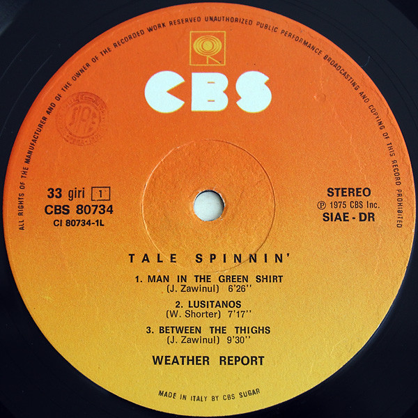 Weather Report - Tale Spinnin' | CBS (CBS 80734) - 3
