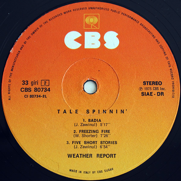 Weather Report - Tale Spinnin' | CBS (CBS 80734) - 4