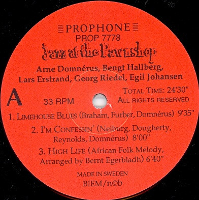 Arne Domnérus , Bengt Hallberg , Georg Riedel , Egil Johansen , Lars Erstrand - Jazz At The Pawnshop | Prophone (PROP 7778-79) - 4