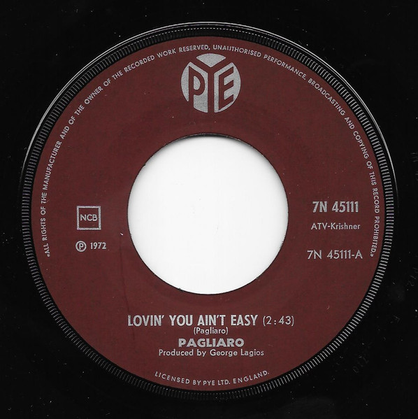 Michel Pagliaro - Lovin' You Ain't Easy | Pye Records (7N 45111) - 2