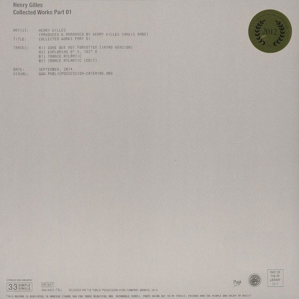 Henry Gilles - Collected Works Part 01 | Public Possession (PP007) - 2
