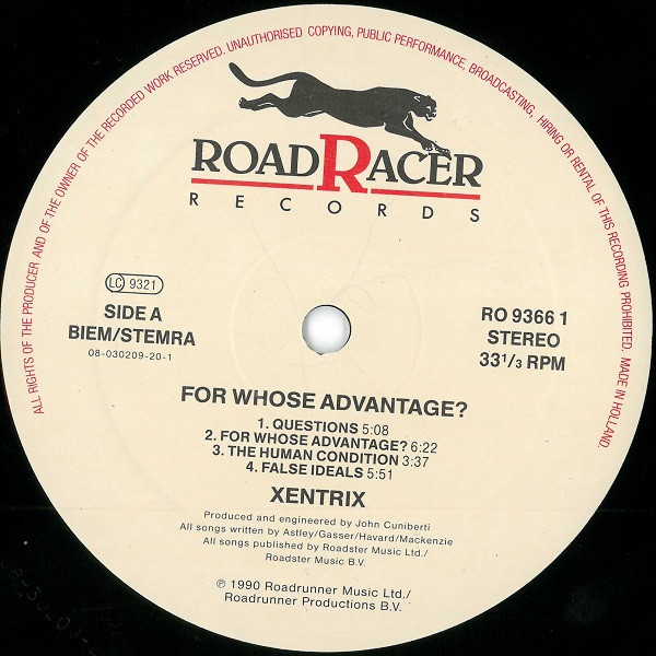 Xentrix - For Whose Advantage? | Roadracer Records (RO 9366 1) - 3