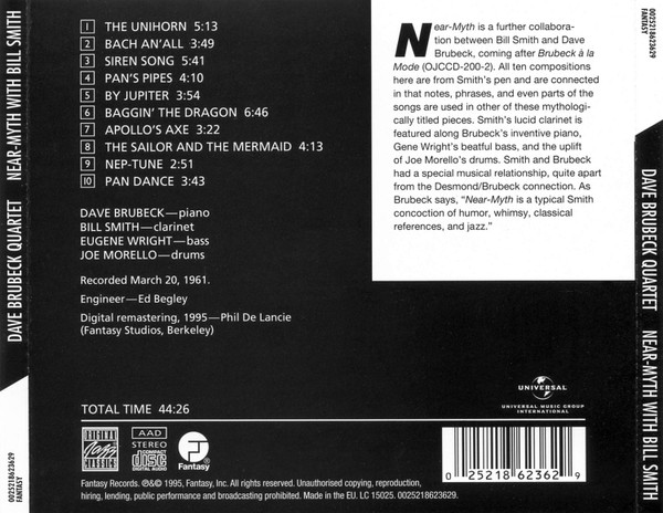 The Dave Brubeck Quartet / Dave Brubeck - William O. Smith - Near-Myth | Original Jazz Classics (0025218623629) - 2