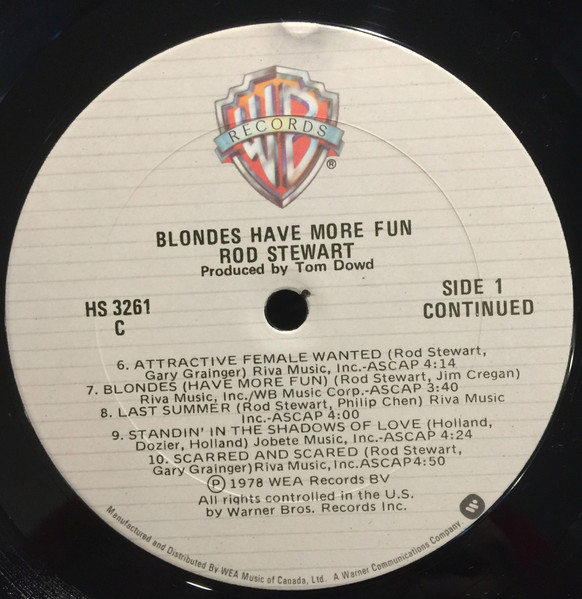 Rod Stewart - Blondes Have More Fun | Warner Bros. Records (HS 3261) - 4