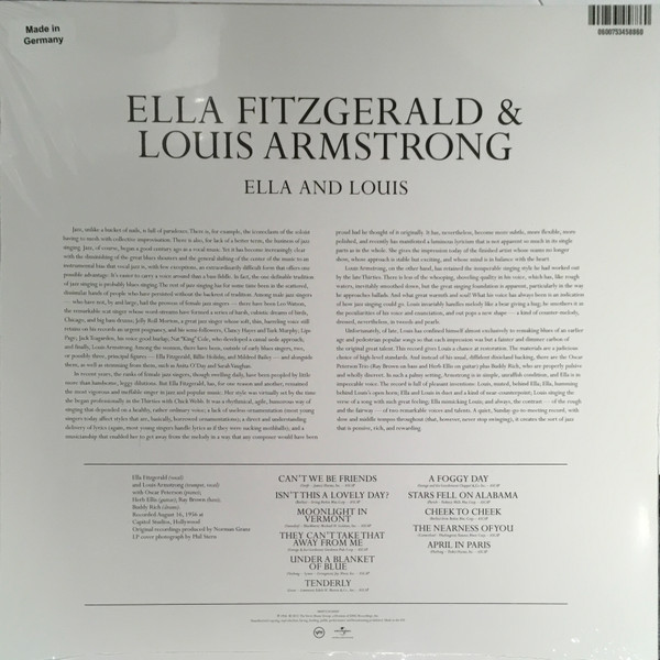 Ella Fitzgerald & Louis Armstrong - Ella And Louis | Verve Records (0600753458860) - 2