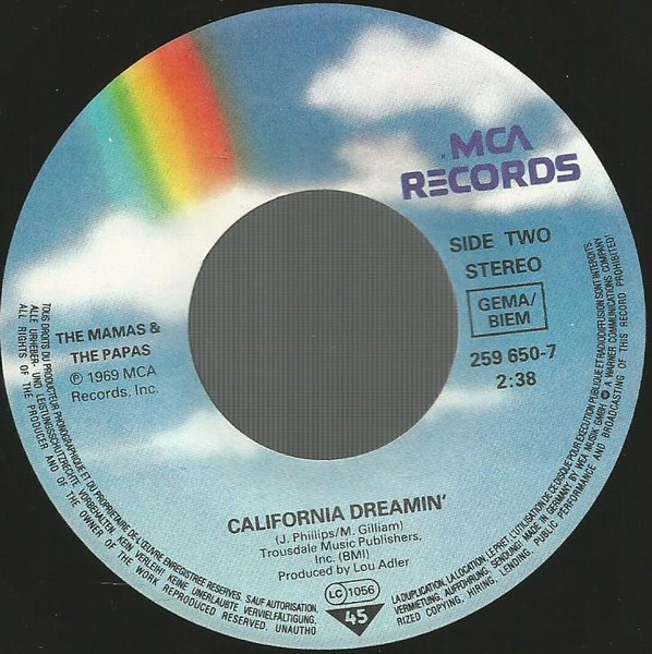 The Mamas & The Papas - Monday Monday / California Dreamin' | MCA Records (259 650-7) - 3