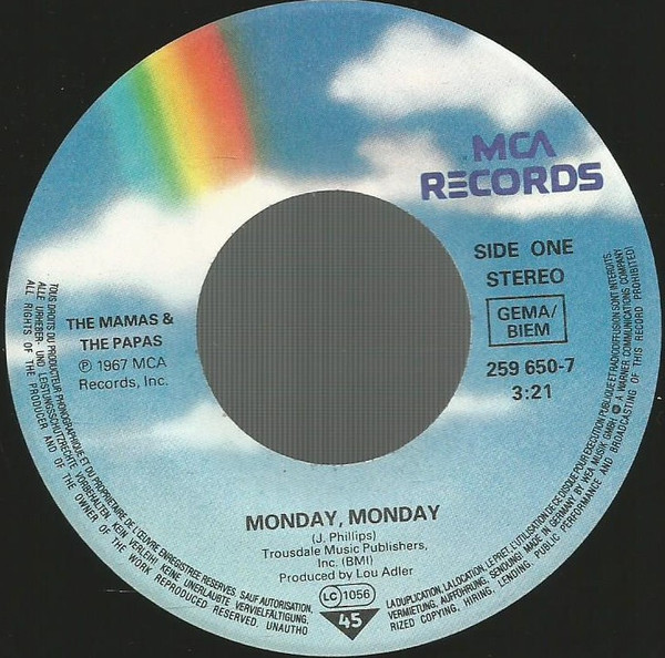 The Mamas & The Papas - Monday Monday / California Dreamin' | MCA Records (259 650-7) - 2