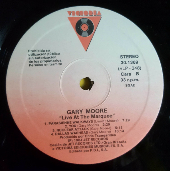 Gary Moore - Live At The Marquee | Jet Records (JET LP 248) - 4