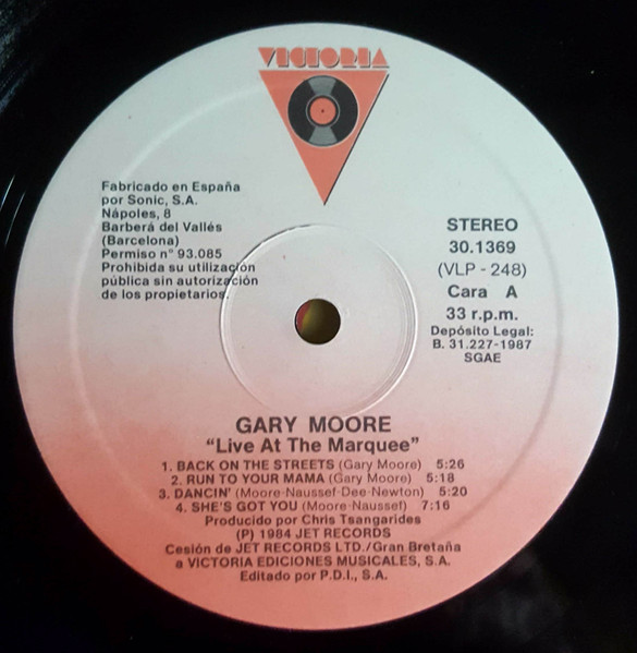 Gary Moore - Live At The Marquee | Jet Records (JET LP 248) - 3