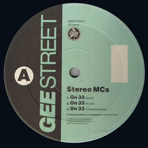 Stereo MC's - On 33 | Gee Street (WAR TP 87/11) - main