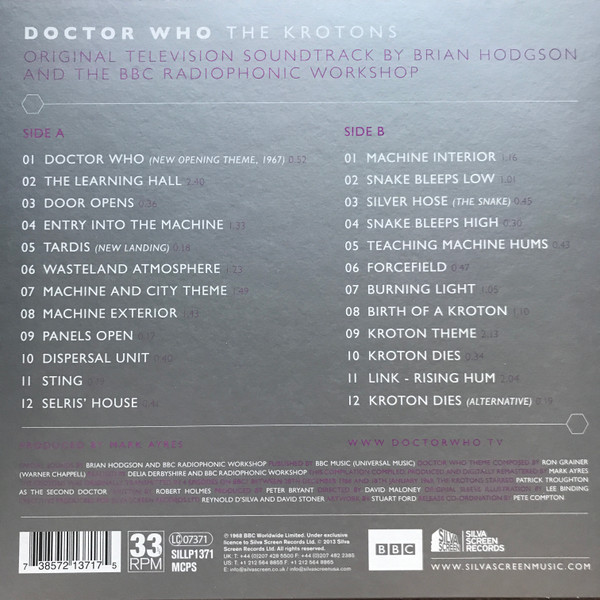 Brian Hodgson And BBC Radiophonic Workshop - Doctor Who - The Krotons | Silva Screen (SILLP1371) - 2 Brian Hodgson And BBC Radiophonic Workshop - Doctor Who - The Krotons | Silva Screen (SILLP1371) - 2