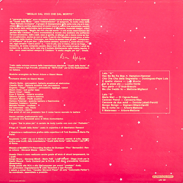 Renzo Arbore Presenta New Pathetic "Elastic" Orchestra - Quelli Della Notte N. 2 | Fonit Cetra (LPX 146) - 2 Renzo Arbore Presenta New Pathetic "Elastic" Orchestra - Quelli Della Notte N. 2 | Fonit Cetra (LPX 146) - 2