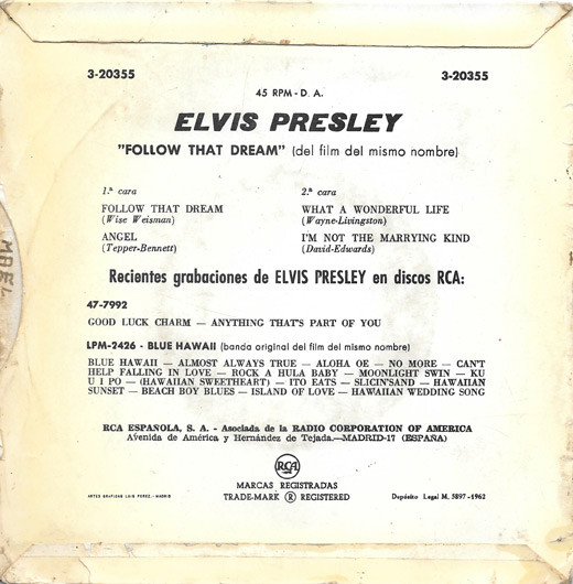 Elvis Presley - Follow That Dream | RCA Victor (3-20355) - 2 Elvis Presley - Follow That Dream | RCA Victor (3-20355) - 2