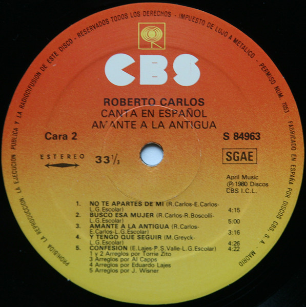 Roberto Carlos - Amante A La Antigua (Canta En Español) | CBS (S 84963) - 4