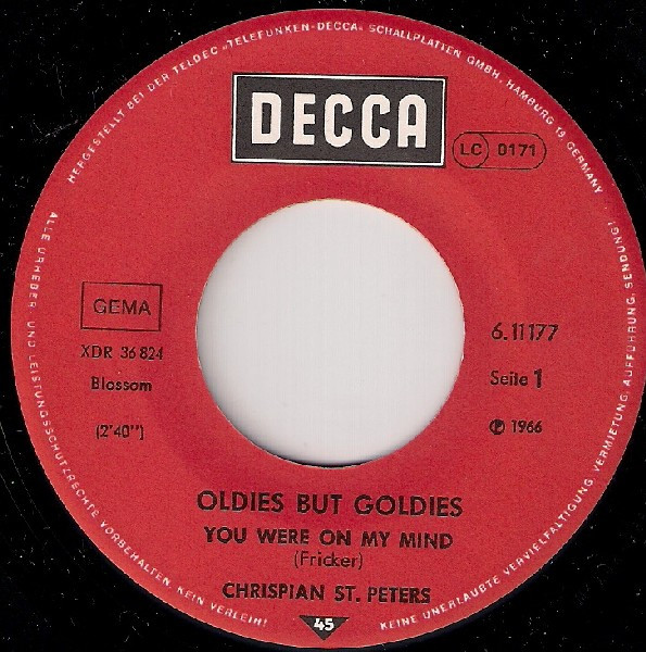 Crispian St. Peters - You Were On My Mind / Pied Piper | Decca (6.11177) - 2
