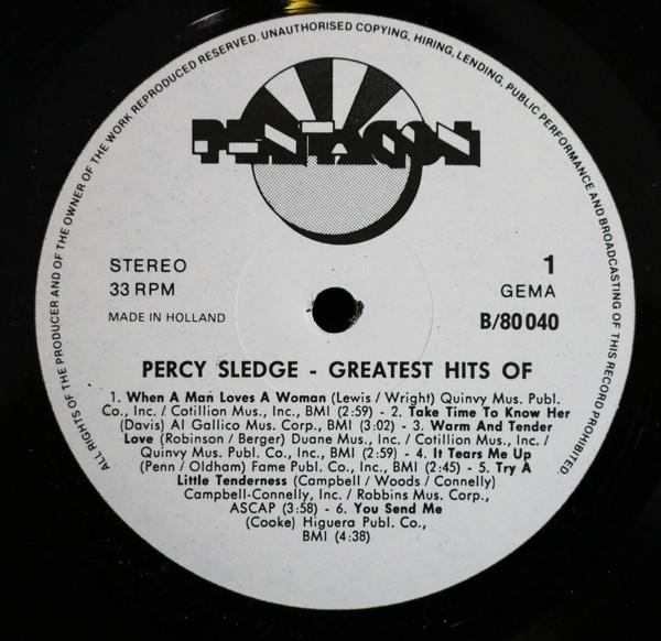 Percy Sledge - Greatest Hits Of Percy Sledge | Pentagon (B/80 040) - 3