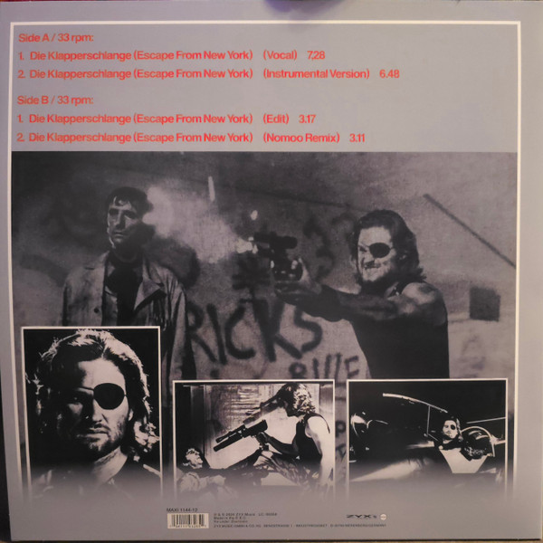 The Splash Band - John Carpenter's Die Klapperschlange (Escape From New York) | ZYX Records (MAXI 1144-12) - 2