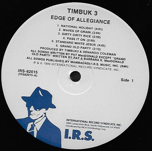 Timbuk 3 - Edge Of Allegiance | I.R.S. Records (IRS-82015) - 2