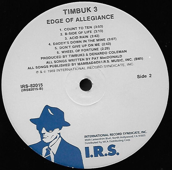 Timbuk 3 - Edge Of Allegiance | I.R.S. Records (IRS-82015) - 3