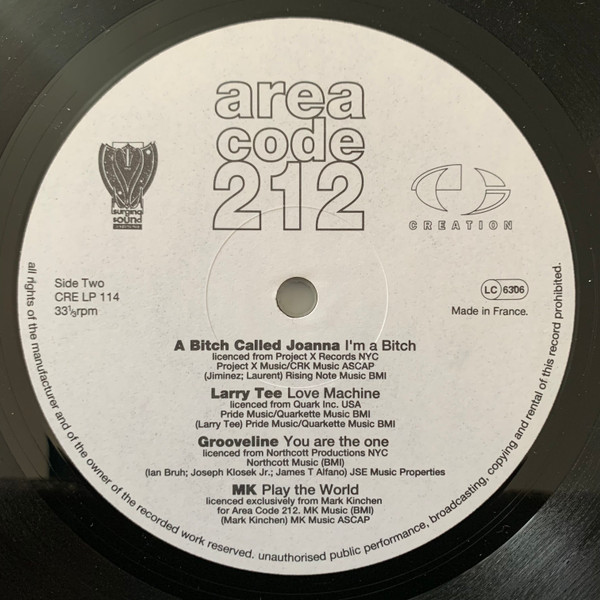 Various - Area Code 212 | Creation Records (CRE LP 114) - 4