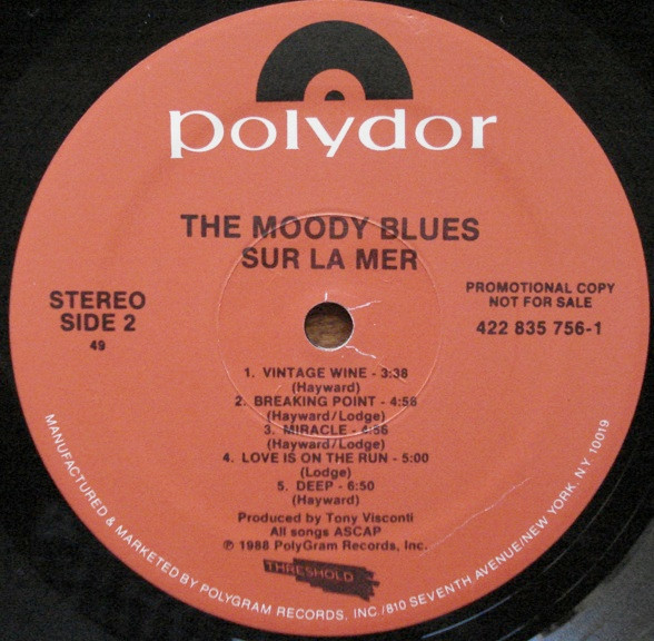 The Moody Blues - Sur La Mer | Polydor (835 756-1) - 4