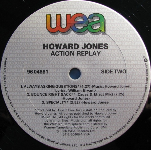 Howard Jones - Action Replay | WEA (96 04661) - 4