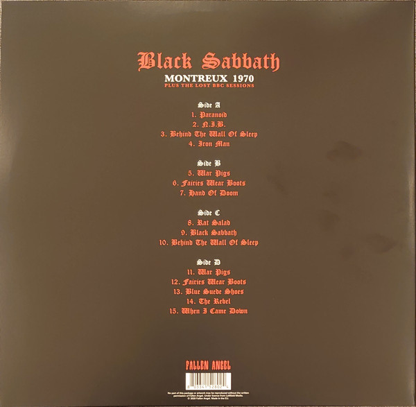 Black Sabbath - Montreux 1970 Plus The Lost BBC Sessions | Fallen Angel (ANGEL004LPLTD) - 3 Black Sabbath - Montreux 1970 Plus The Lost BBC Sessions | Fallen Angel (ANGEL004LPLTD) - 3