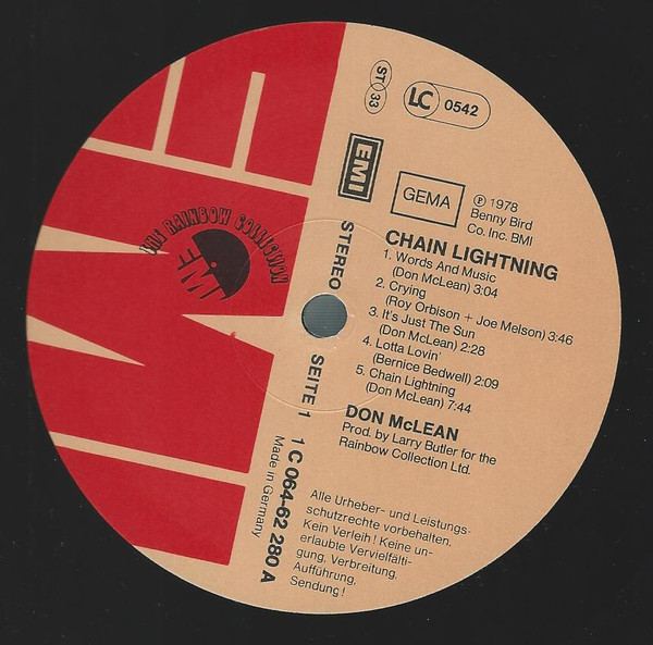 Don McLean - Chain Lightning | EMI Electrola (1C 064-62 280) - 3