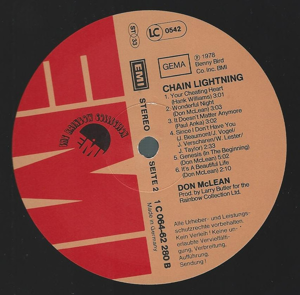 Don McLean - Chain Lightning | EMI Electrola (1C 064-62 280) - 4