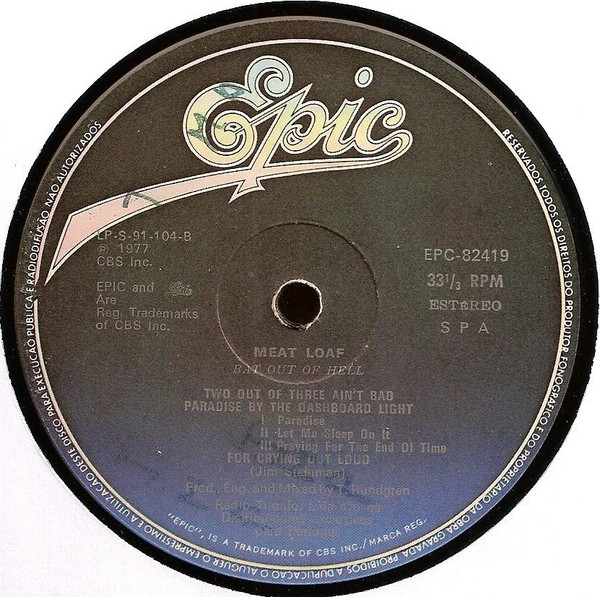 Meat Loaf - Bat Out Of Hell | Epic (EPC 82419) - 4 Meat Loaf - Bat Out Of Hell | Epic (EPC 82419) - 4