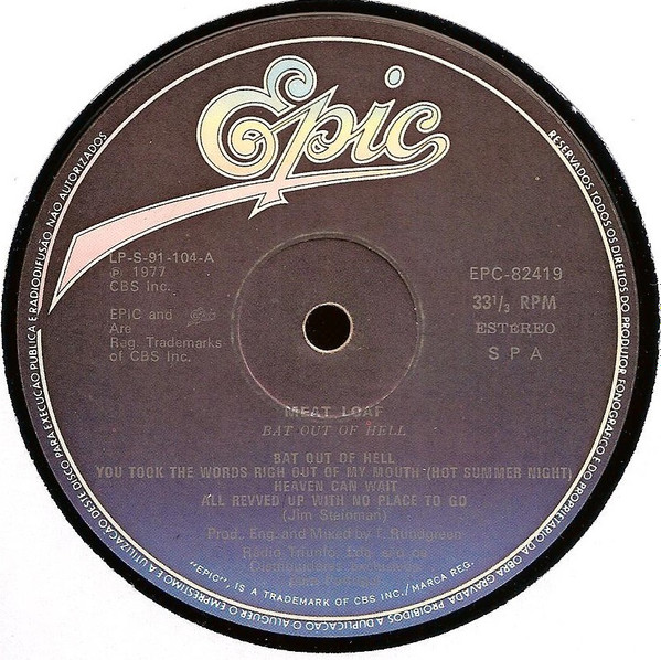 Meat Loaf - Bat Out Of Hell | Epic (EPC 82419) - 3 Meat Loaf - Bat Out Of Hell | Epic (EPC 82419) - 3