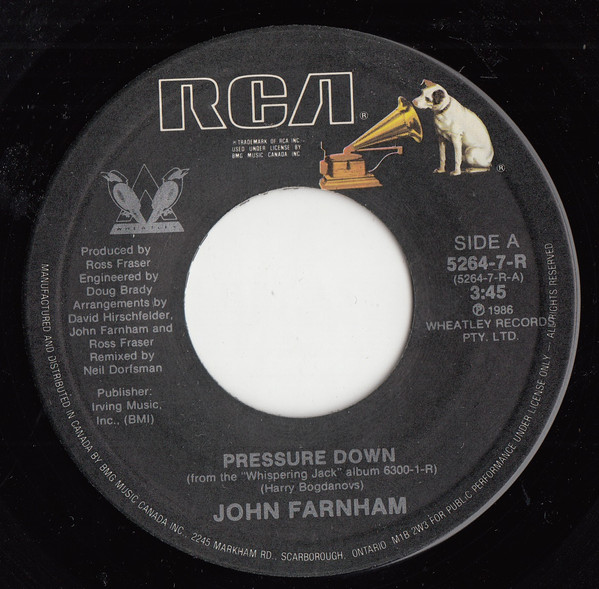 John Farnham - Pressure Down (7") [Vinyl] | RCA (5264-7-R) - 2